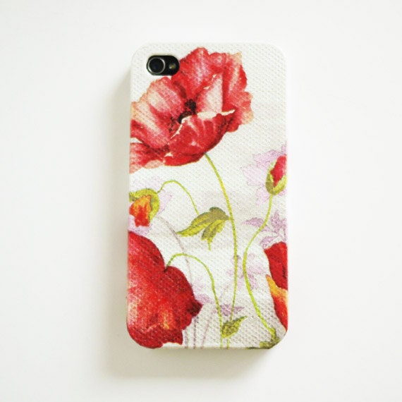 Red Flowers iPhone 4 case / Flowers iPhone 4s case / Poppies  iPhone 4s / iPhone cover