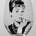 Audrey Hepburn Wine Goblet, painted wine glass, Tiffany
