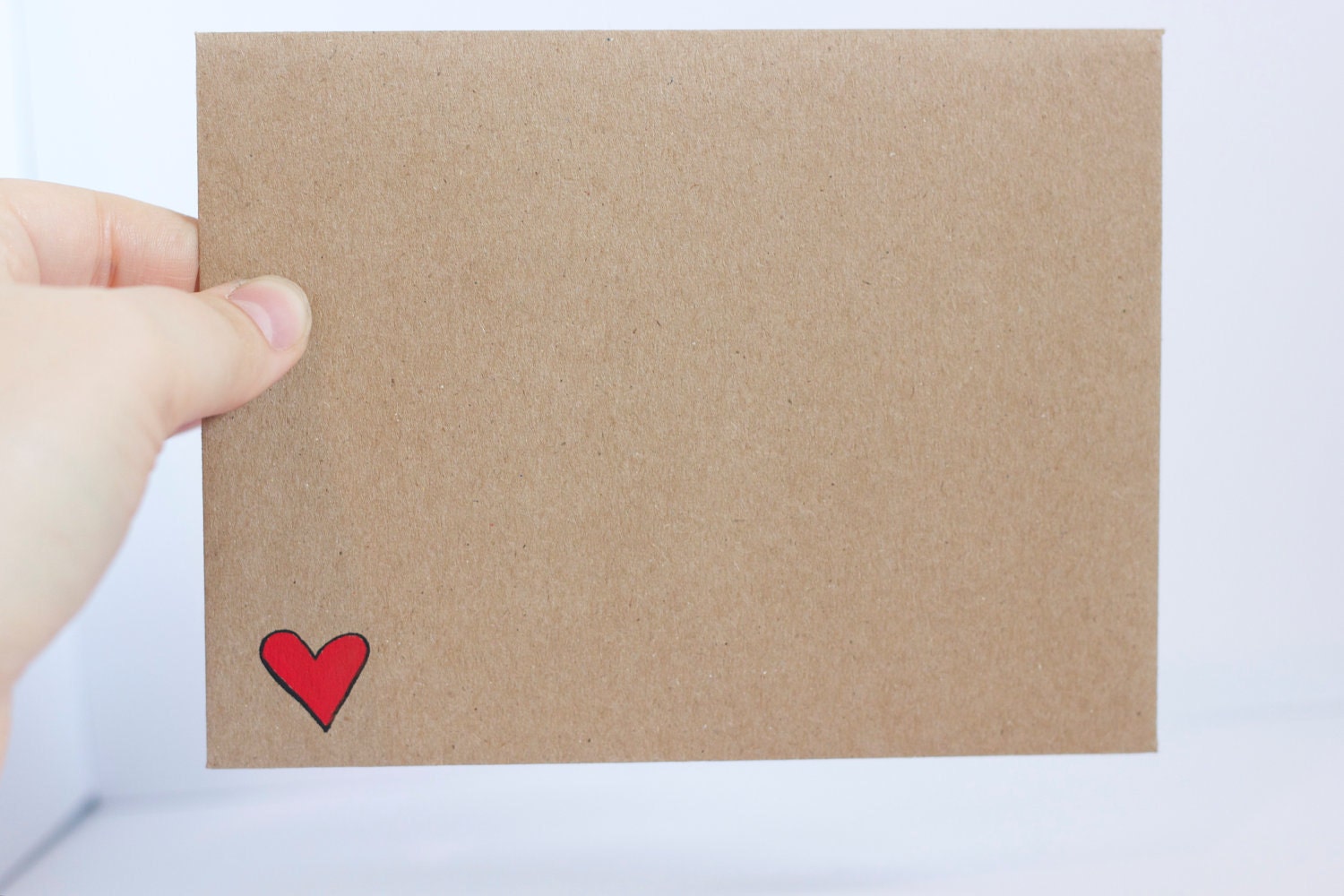 I Carry Your Heart In My Heart - Blank Hand Written Greeting Card - India Ink on Card Stock with Kraft Paper Envelope - Single Card