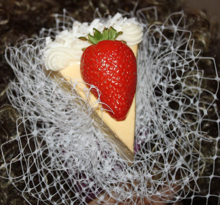 Purple and White Veiled Fascinator - 'Strawberry Cheese Cake'