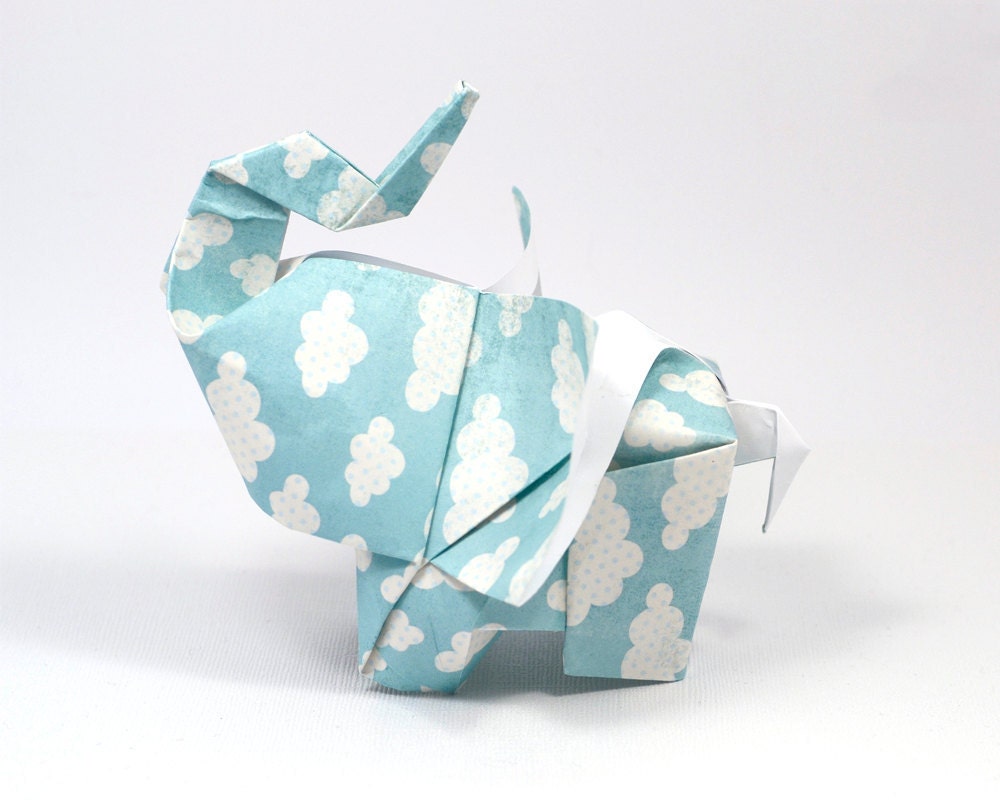 Elephant in the sky - 3D free style origami sculpture by JinniInTheLamp - Table decor for weddings, birthdays, parties, events - Unique