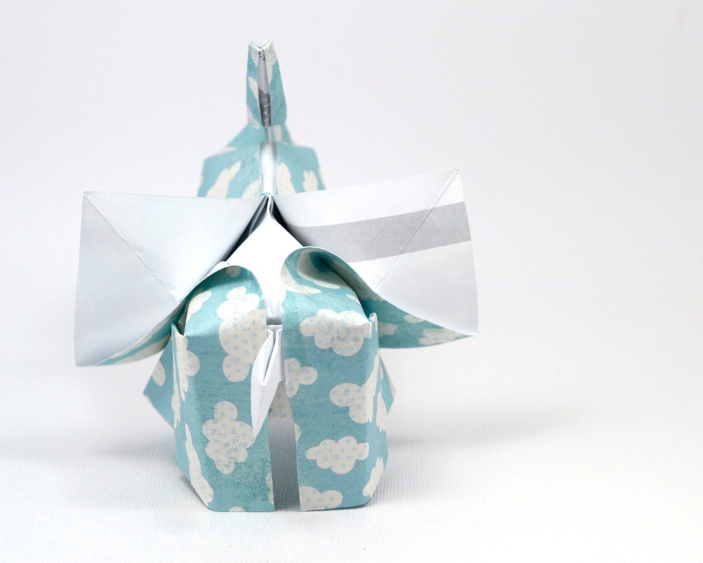 Elephant in the sky - 3D free style origami sculpture by JinniInTheLamp - Table decor for weddings, birthdays, parties, events - Unique