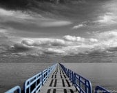 Long Walk ,Fine Art Photography Perspective view of sky and water with blue accents