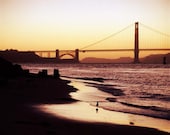 SanFrancisco, Goldeng Gate Bridge at Sunset, Gold Yellow Red Brown