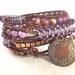 Lavender Leather Wrap Bracelet 4x with Macrame