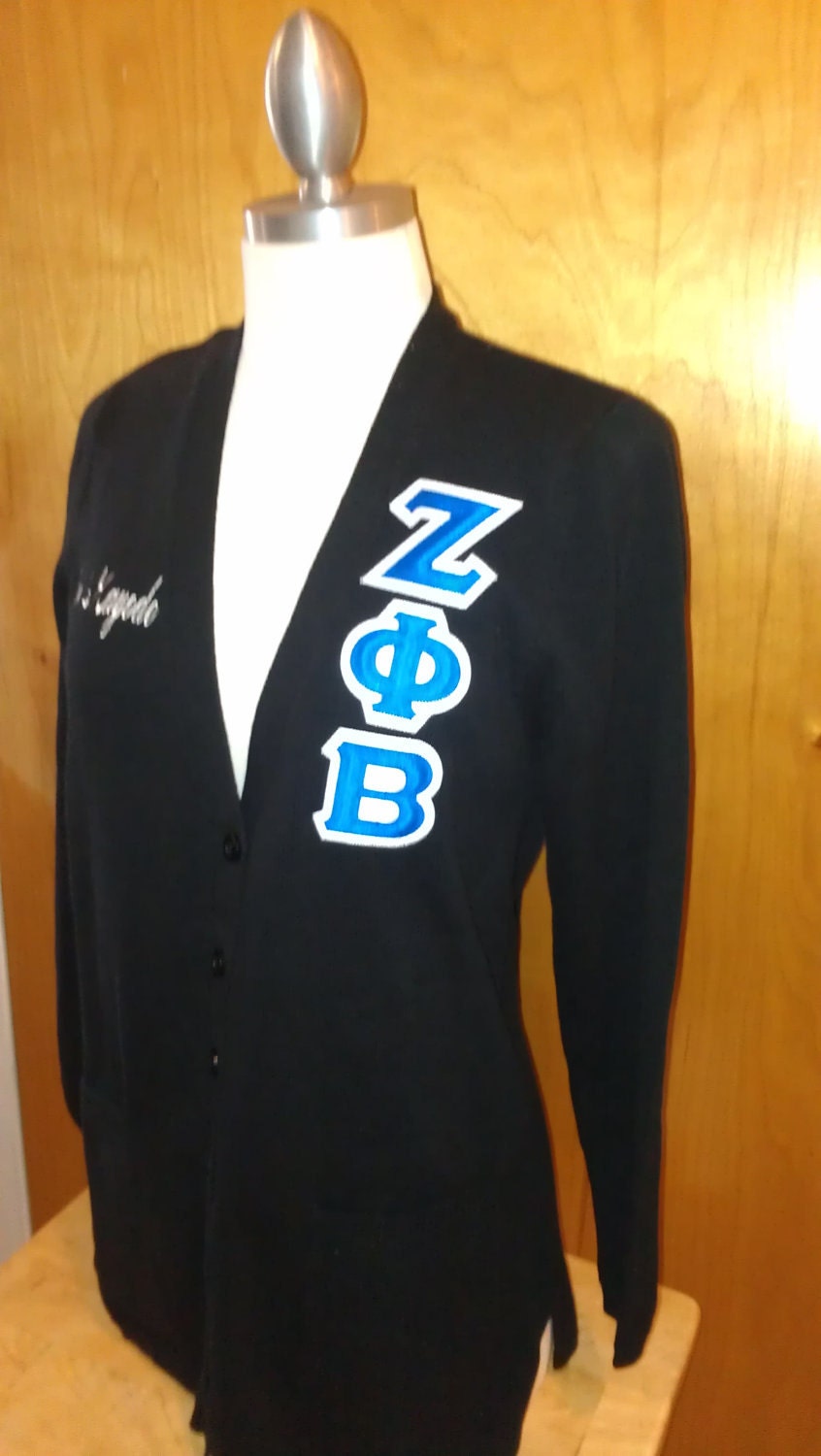 Sorority Women's V Neck Cardigan with Greek Letters