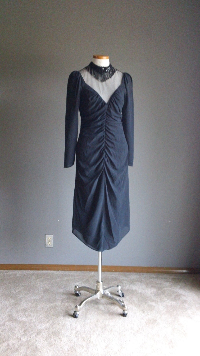 80s Wiggle fit High Collar Party Dress