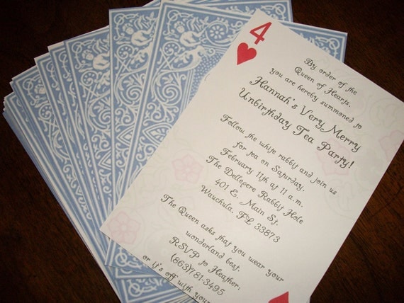 Very Merry Unbirthday Giant Playing Card Invitation - Set of 12
