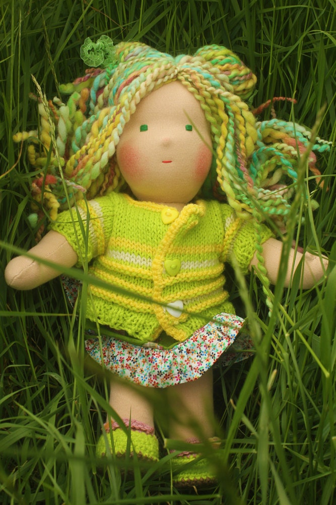 Waldorf doll called Elfie , 12" tall soft cloth doll