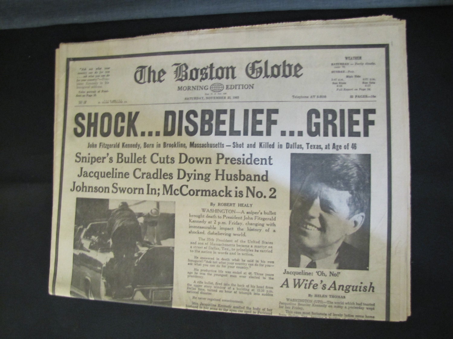 Boston Globe 1963 Newspaper John F Kennedy By Creatingsupplycafe