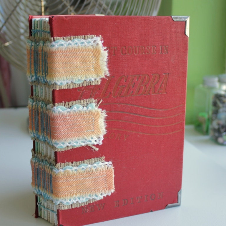 Handmade Journal - Upcycled Vintage Cover (Algebra)
