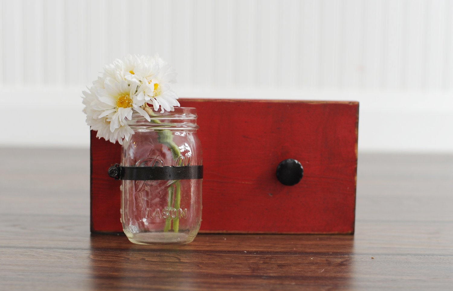 Key Hook - Wooden Wall Organizer - Wood Shelf - Wood Sconce - Mason Jar Sconce