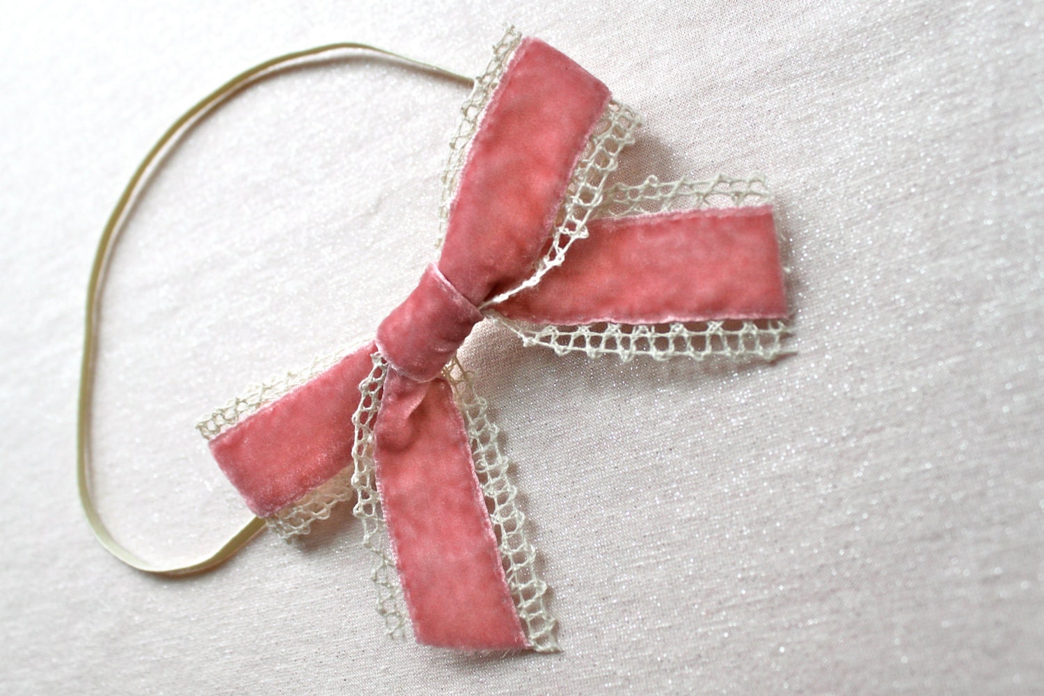 Pink Velvet Bow Headband