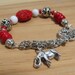 Elephant Charm Red Bamboo Coral and Cinnabar Chain Maille Charm Bracelet