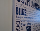 Typography Art, Canvas Word Art, Custom Canvas Wall Decor  - 20x30 family  story
