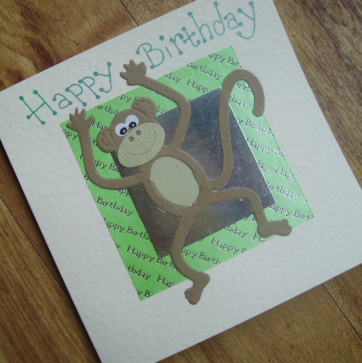 Monkey Birthday card. personalised to your requirements