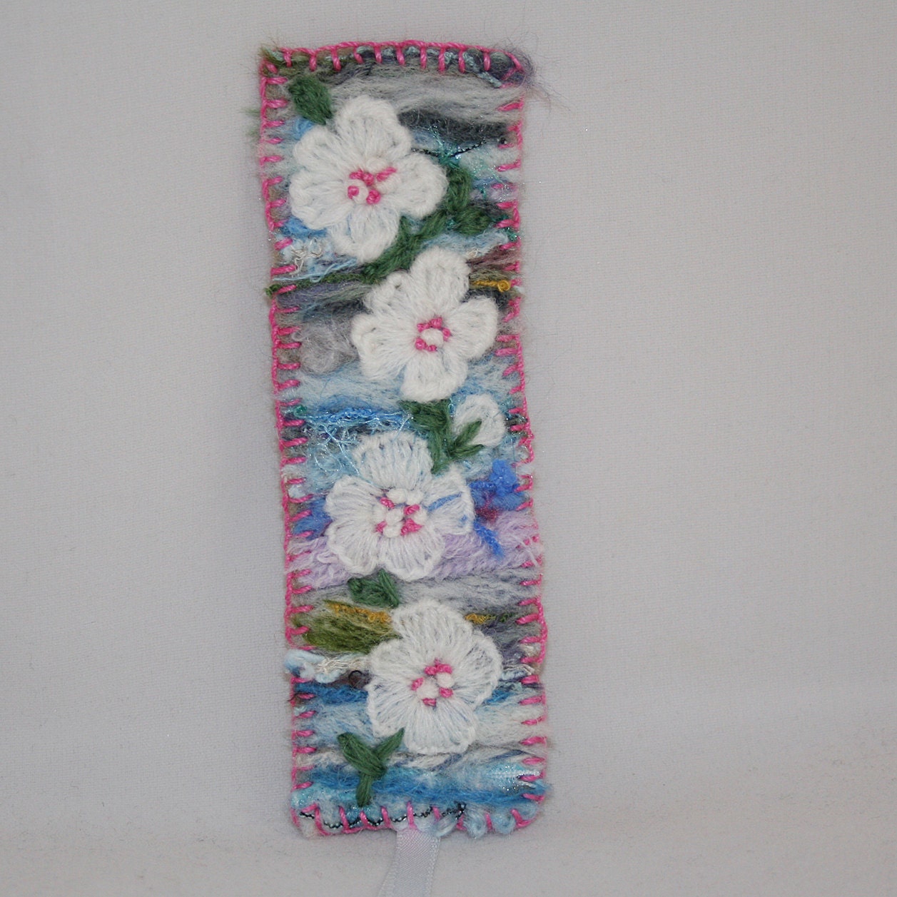 Embroidered and Felted Bookmark - Blossom