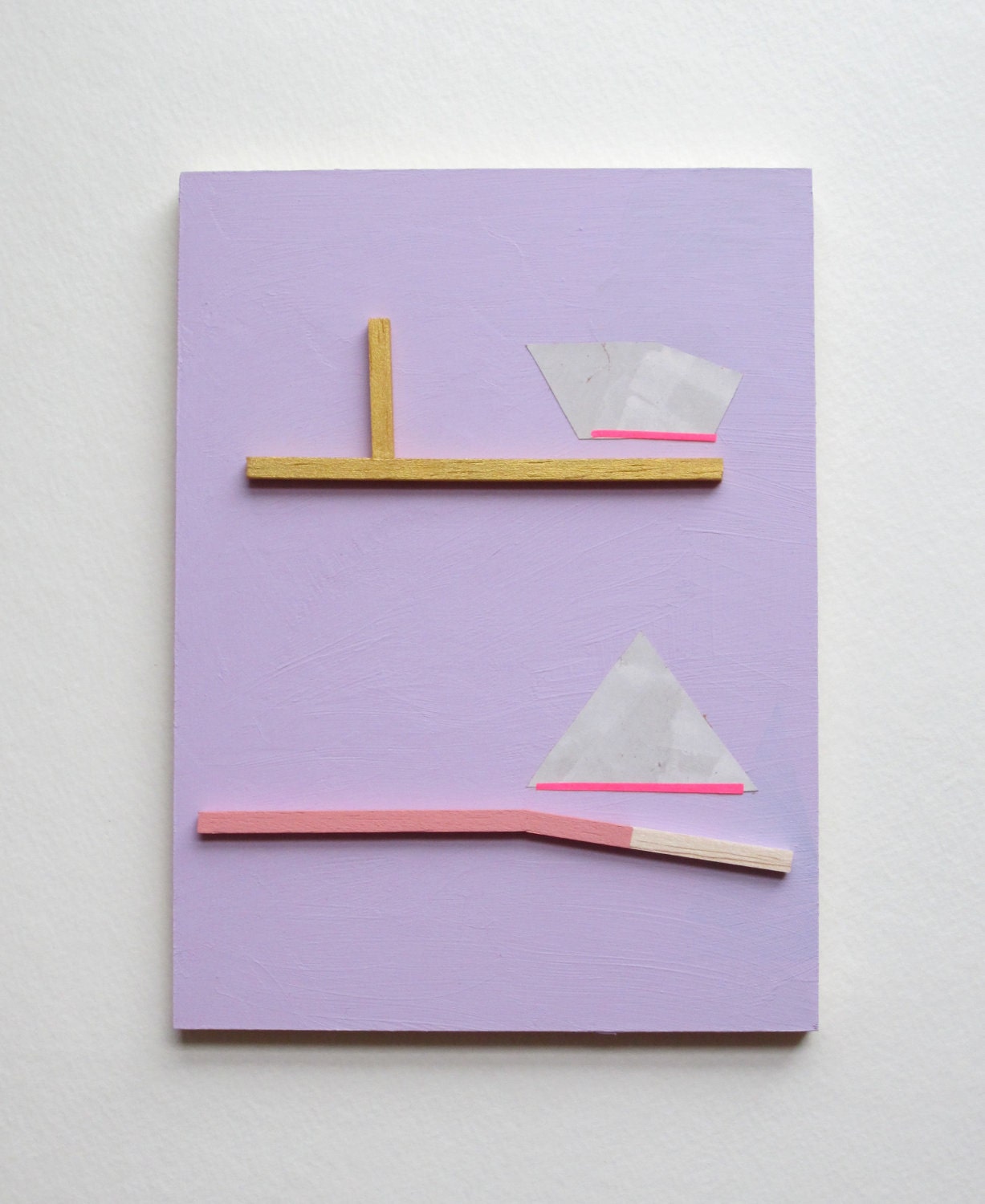 Lavender art, pastel painting, abstract painting geometric art with neon and gold details