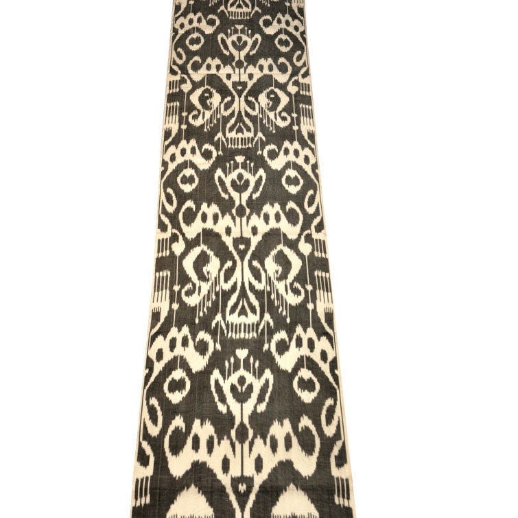 Black and white Ikat fabric- 3 yards -Hand woven fabric.