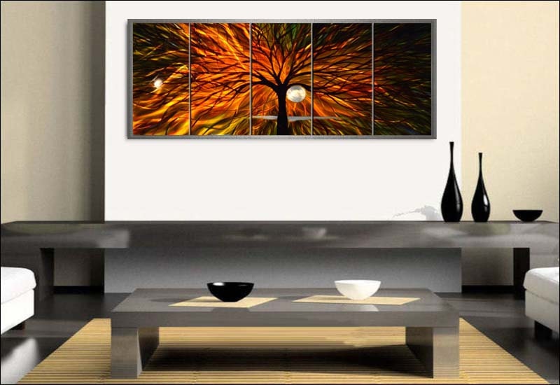Original Metal Wall Art Modern Painting Sculpture Indoor Outdoor Decor "In the evening the sun" by Ning