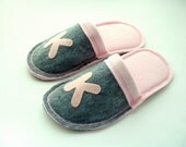 Monogrammed Slippers Personalized House shoes scuffs pink gray grey Childrens clothing  Initial Felt Shoes