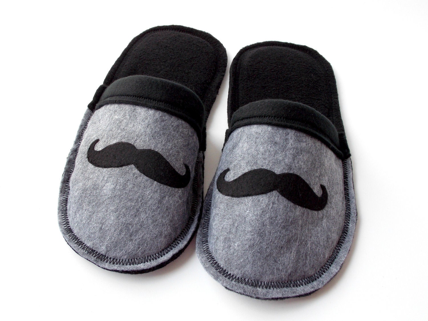Boys Mustache Slippers Childrens Clothing Black Grey Gray Fleece Slippers Boys Scuffs Kids House shoes