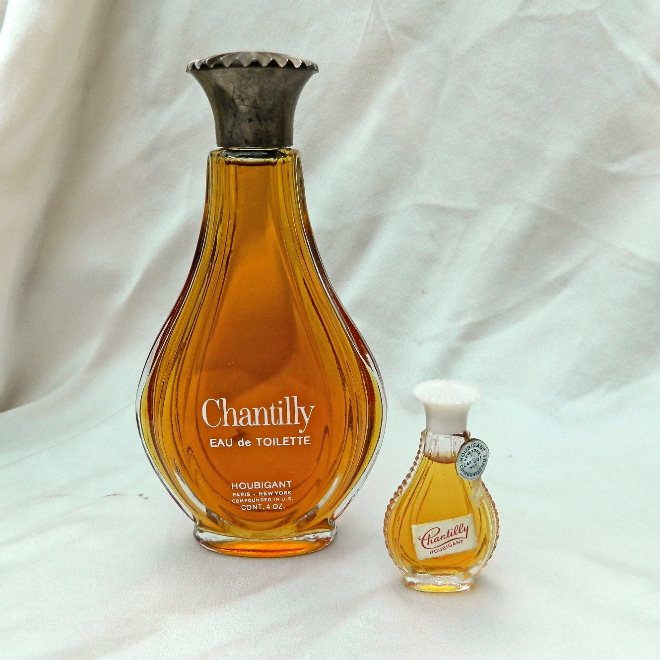 Vintage LOT of 2 CHANTILLY by Houbigant - Perfume-Eau de Toilette 4 oz & 1/4 oz - Both Full