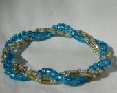 Blue Elegance 3 Strand Beaded Stretch Bracelet - Custom Made to Size