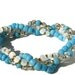 Aqua and White 3 Strand Beaded Stretch Bracelet - Custom Made to Size