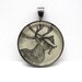 Dictionary Illustration Pendant of Caribou from Vintage, in Glass Tile Circle