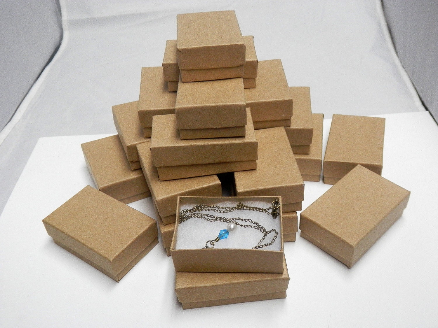 100 Pack Jewelry Presentation Cotton Filled Boxes by wrappingmeup