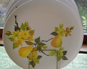 SALE--Vintage Melamine-like Plates with Pears and Blossoms, Set of Four