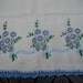Unusual Vintage Pillowcase, Periwinkle Flowers on Crepe Fabric, Flower Embroidery