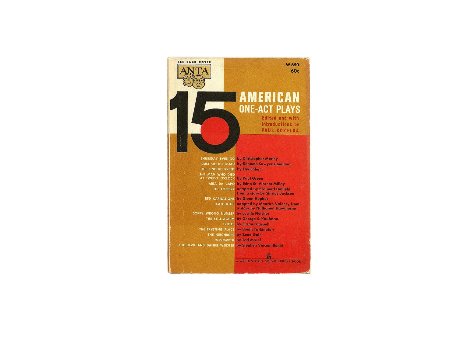 FREE SHIPPING - 15 American One Act Plays - Vintage Book - Sale