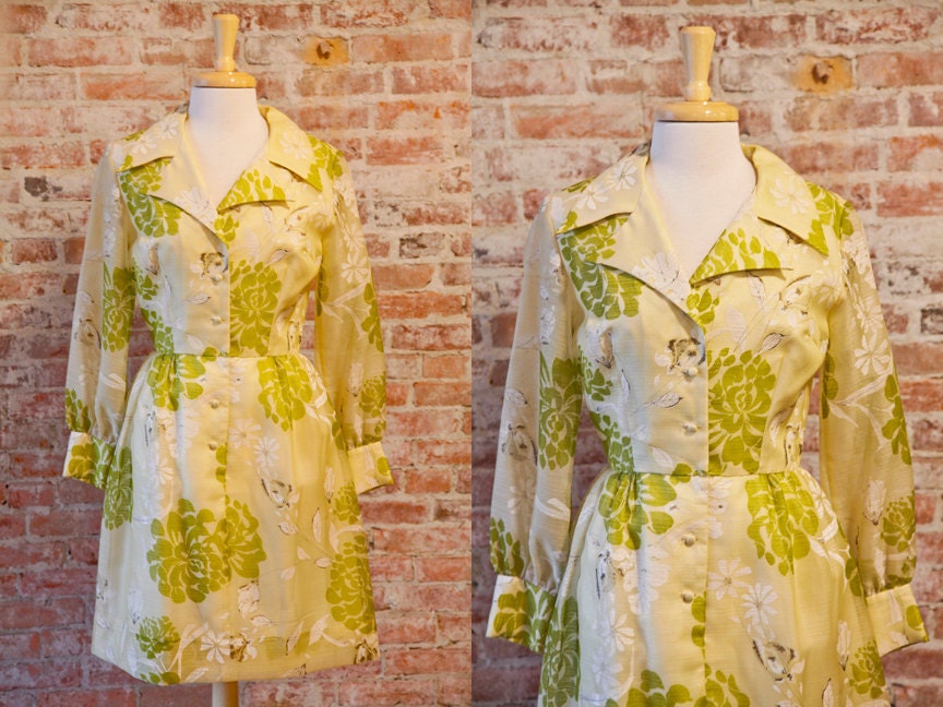 1950's Yellow Day Dress Floral Print
