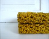 Crochet Organic Eco Friendly 100% Organic Cotton Washcloths, Dishcloths, Facecloths, Set of 2, Pumpkin Orange