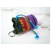 Mini Crocheted Key Chain Pouch - Small Cotton Purse, Bag - Striped Purple, Green, Blue, Yellow, Pink