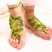 Gypsy Crochet Barefoot sandals, foot jewelry, green nude shoes, Lolita, sexy, lace,bohemian, foot thongs, yoga, belly-dance, Summer fashion