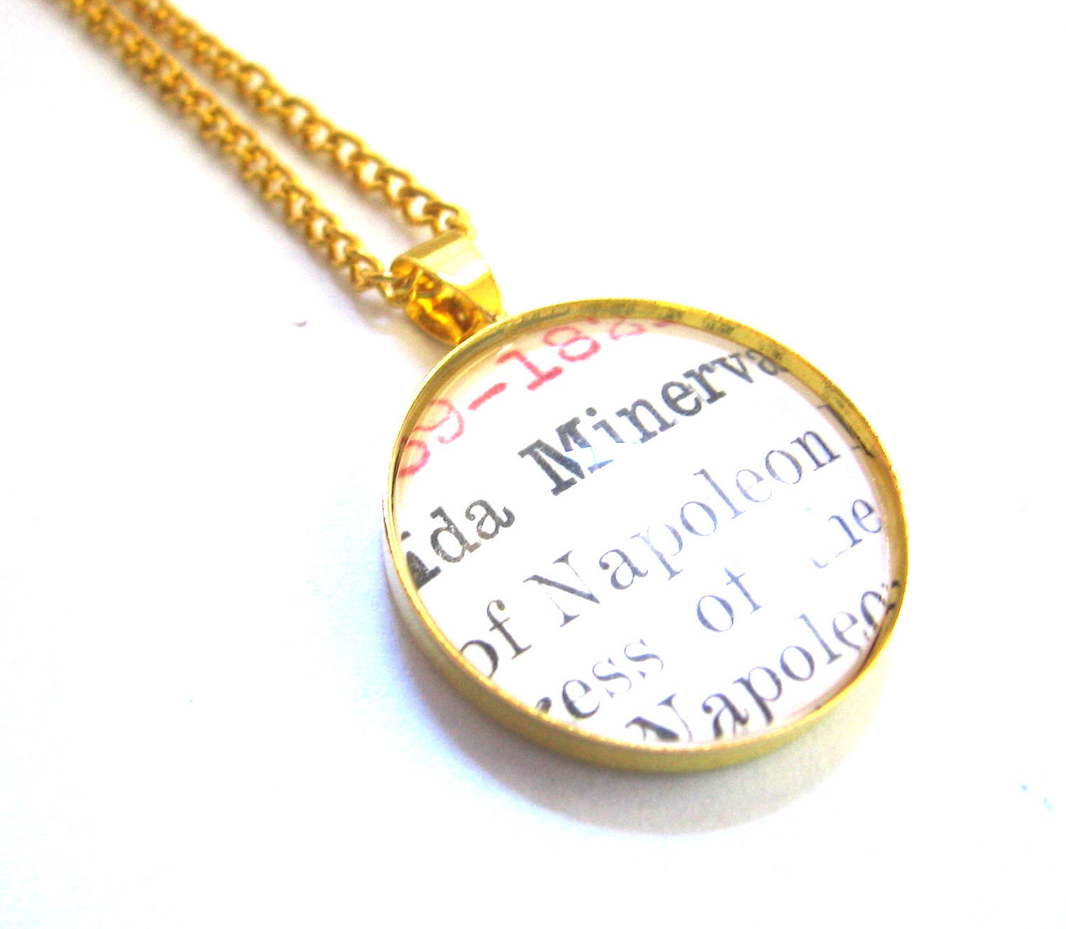Shiny Gold Vintage Library Catalog Card Tray Pendant