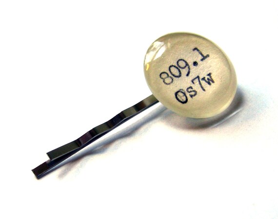 Dewey Decimal Library Card Hair Pin Bobby Pin - Single