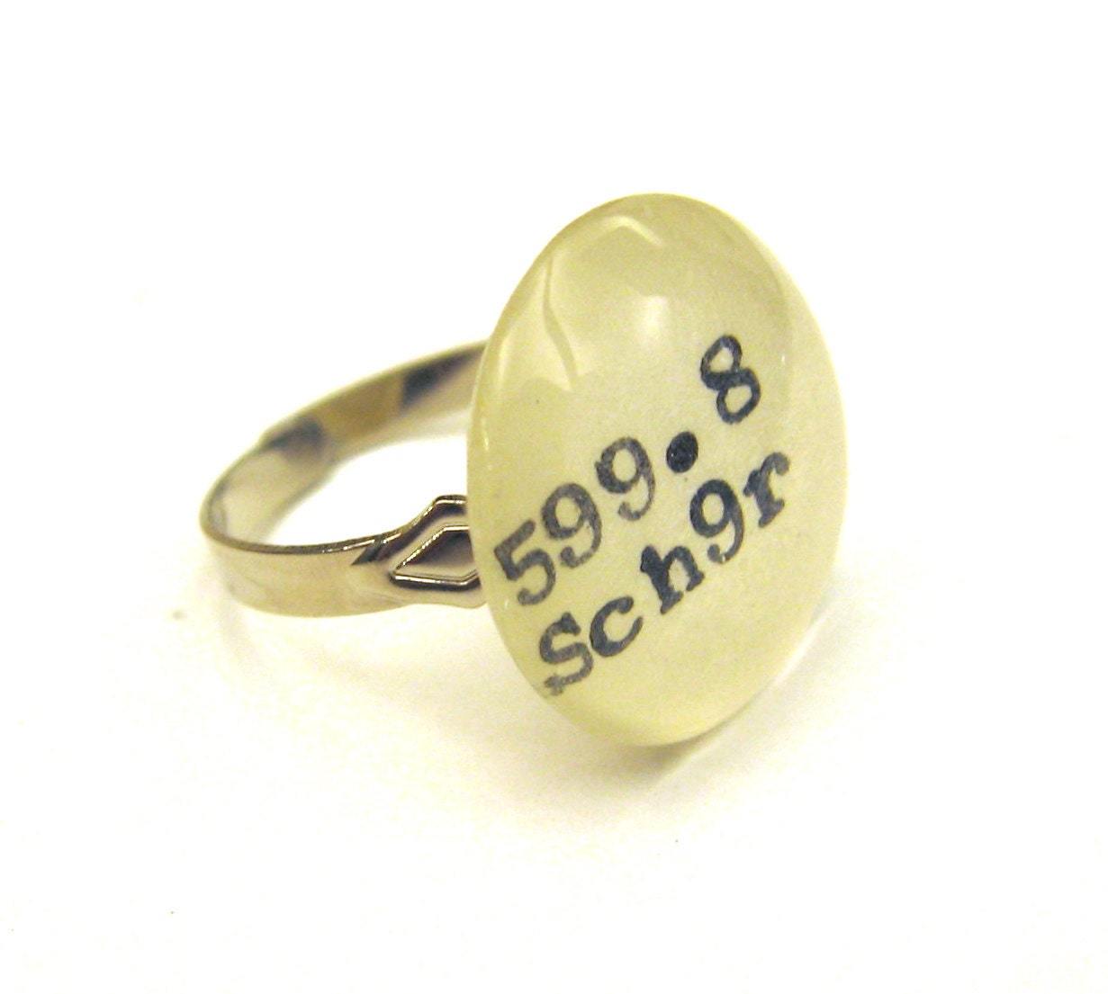 Dewey Decimal Vintage Library Catalog Card Ring As Seen on Book Riot and Autostraddle.com