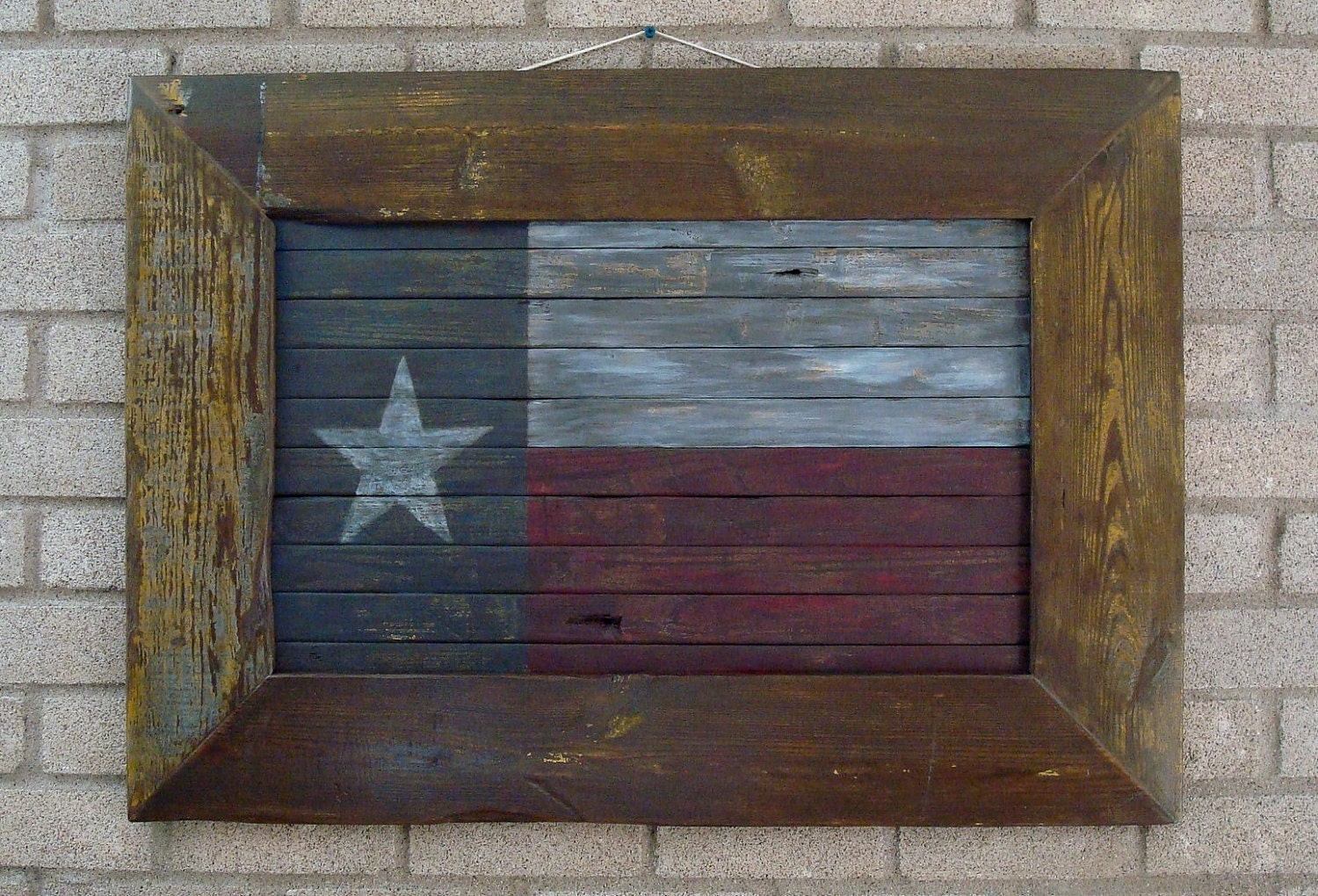 Items similar to Lone Star reclaimed handpainted wood Texas flag wall
