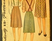 Misses' Skirt Vintage 1940s Sewing Pattern- Simplicity 4824-Waist 24 Hip 33