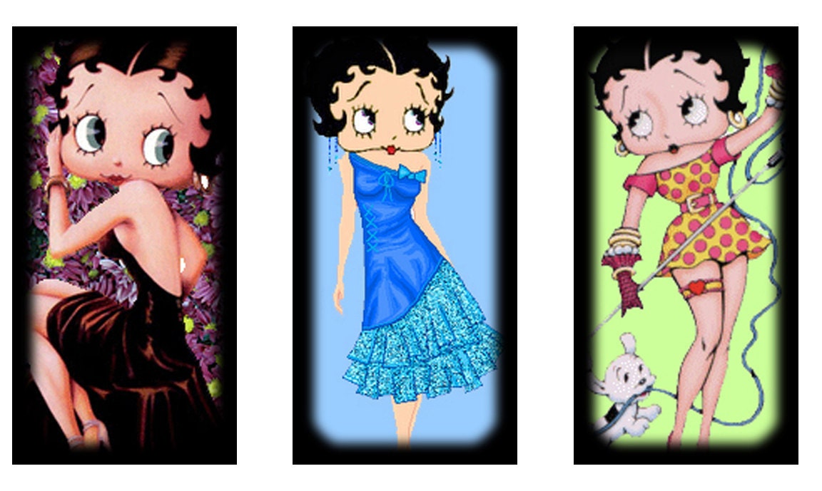 Betty Boop Digital Collage Sheet 1"x2" Rectangle Domino 8.5" x 11" Page for Scrapbooking, Crafts, and Jewelry Making