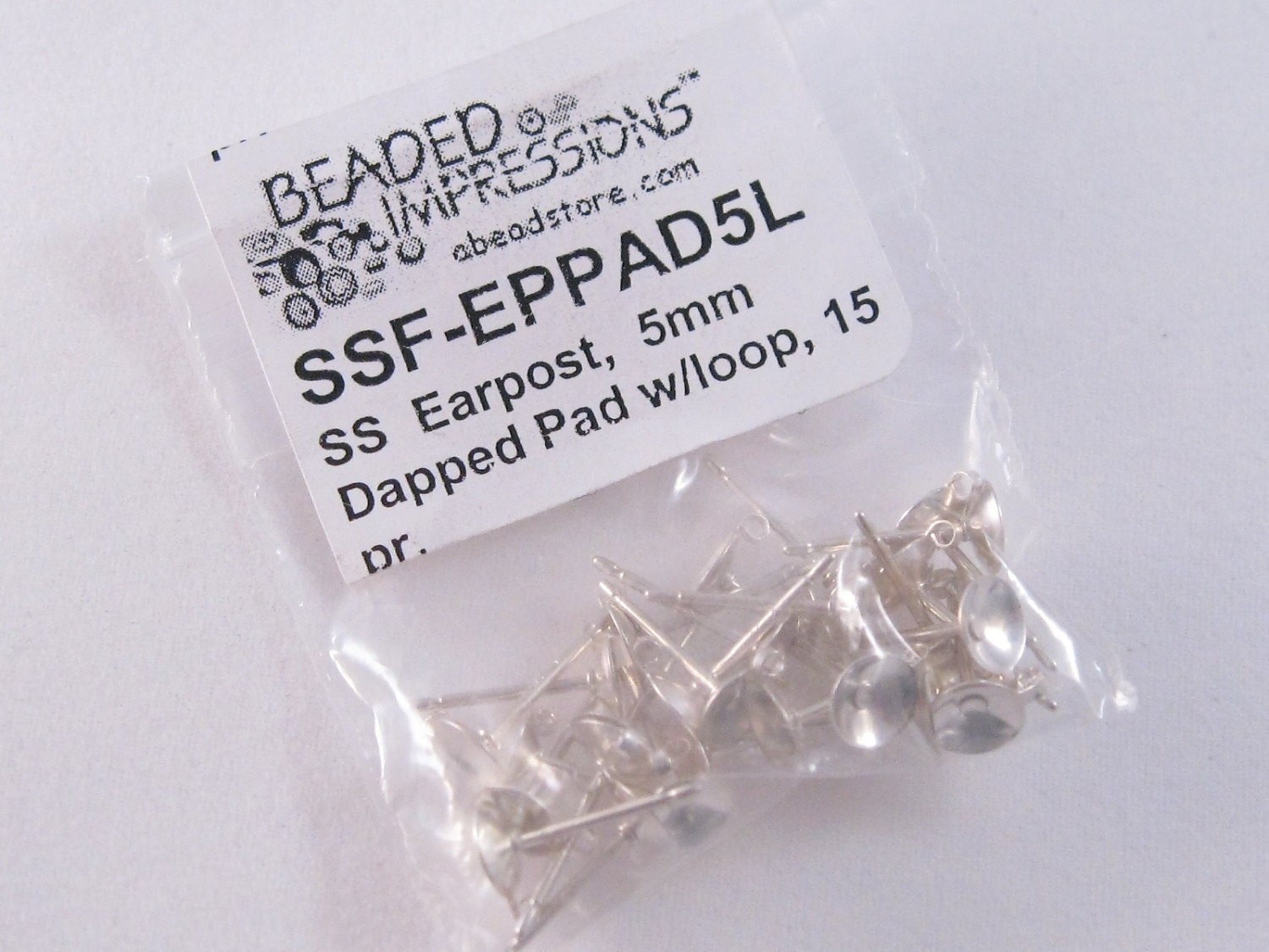 Ear Studs for Jewelry Making- 5mm Dapped Pad Ear Studs with Loop -14 pair Lot