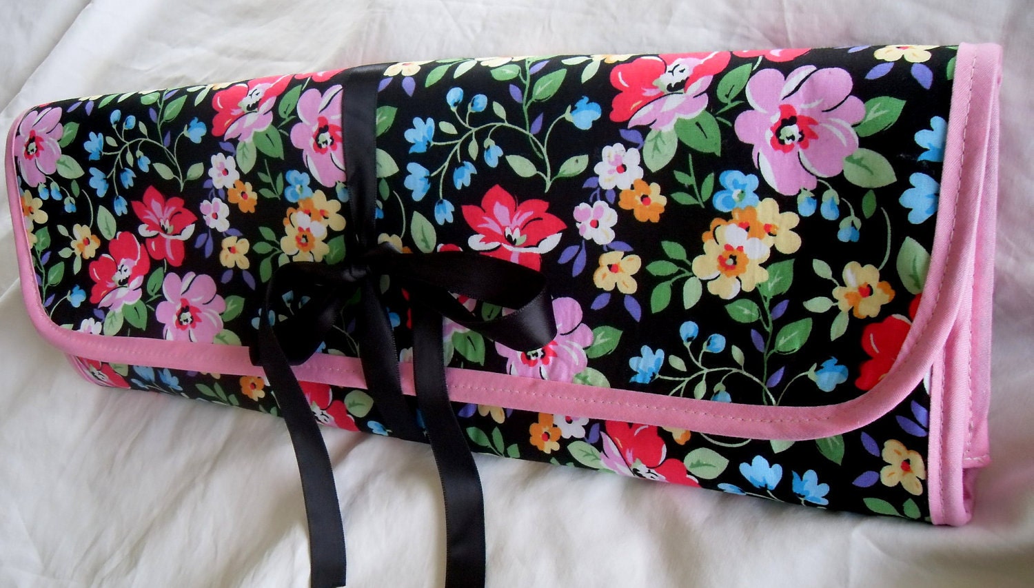 Knitting Needle Organizer Large Combo Straight Circular Spring Flowers Polka Dot