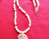 Rhodonite and rose quartz necklace - pink Valentine's jewelry, semi-precious stone