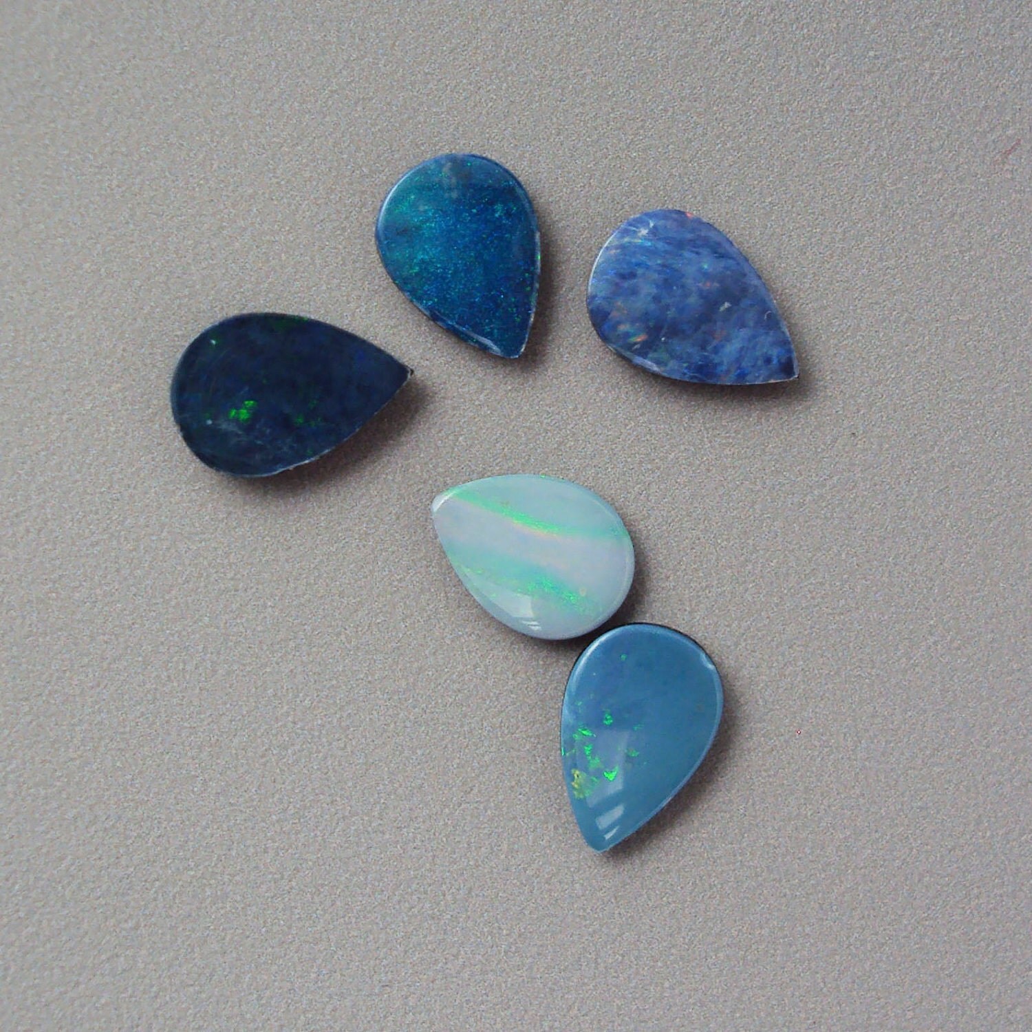 5 Opal Doublet Pear Shaped Cabochons