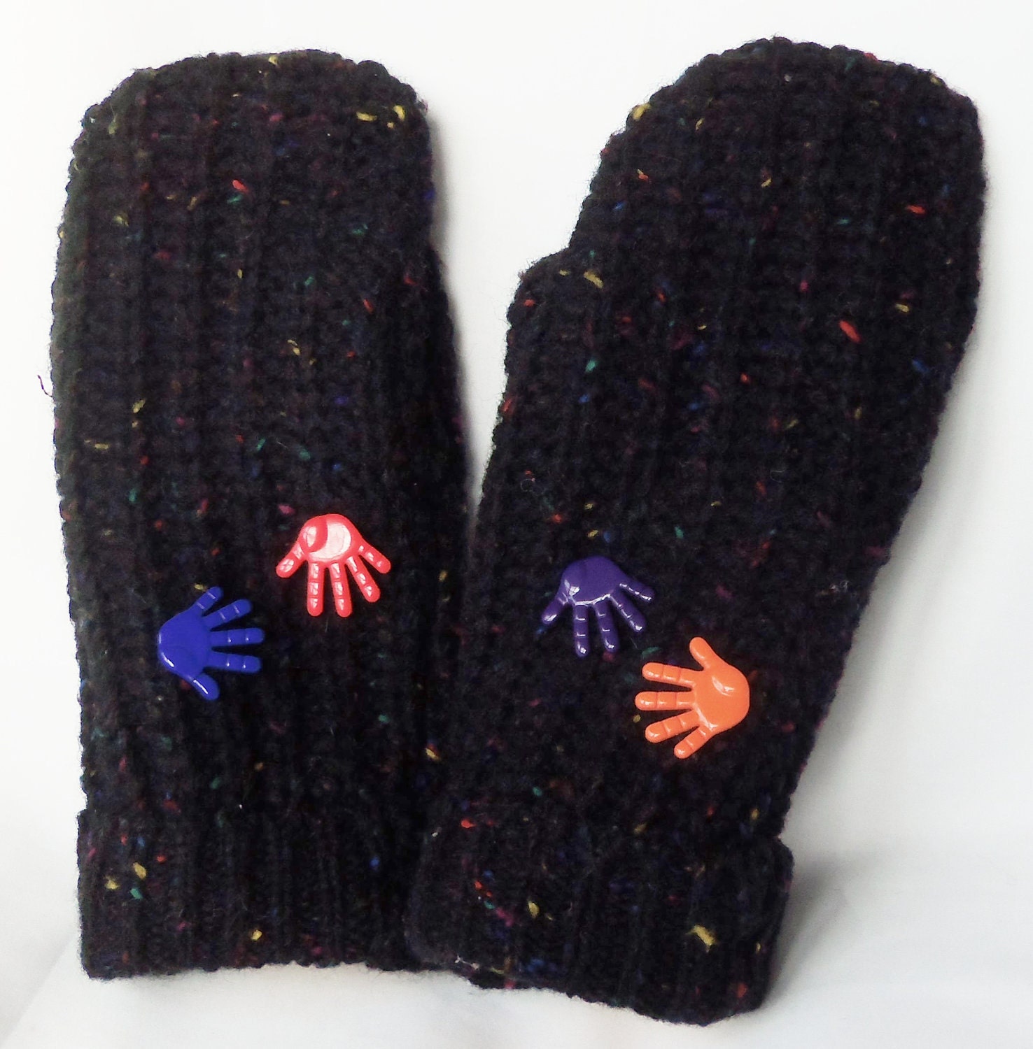 Felted Wool Mittens - Black - Womans