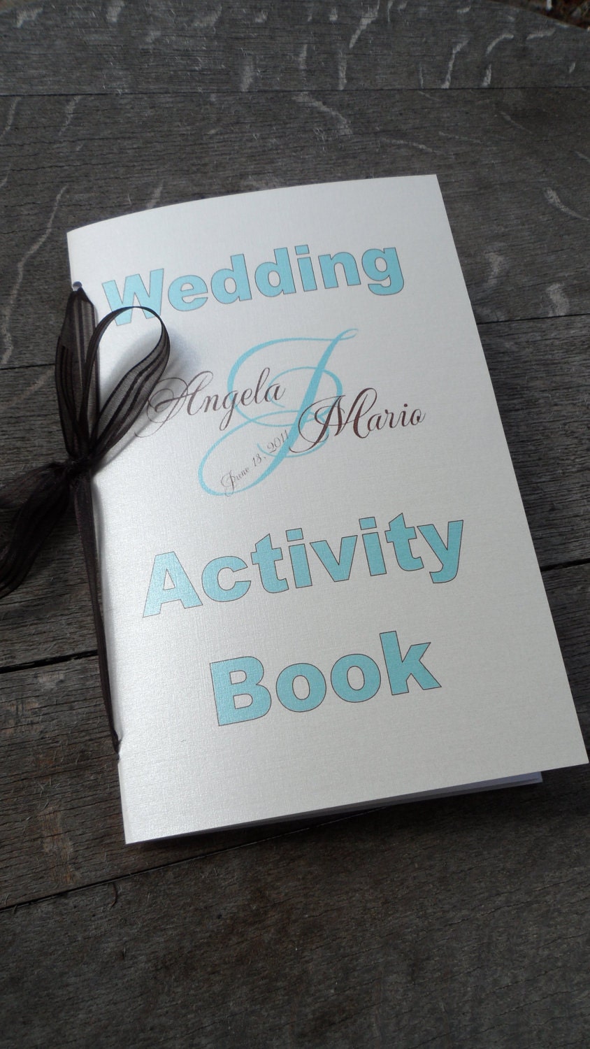 Set of 10 Custom Wedding Coloring Activity Books for Children's Flower Girl Ring Bearer Gift Favors Your Choice of Color & Fonts Il_170x135